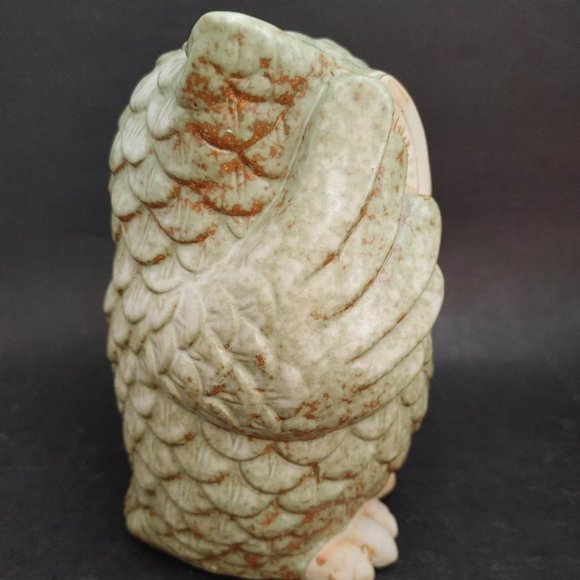 Bashful Owl Figure Ceramic Green w/ Brown Retro Whimsical Peek-A-Boo - Picture 6 of 9